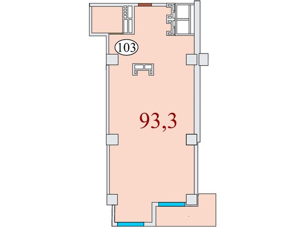 ЖК Баку: планування 3-кімнатної квартири 93.3 м²