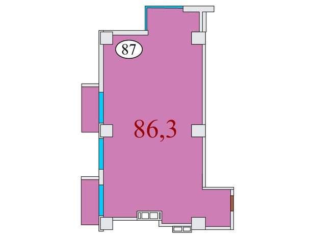 ЖК Баку: планировка 2-комнатной квартиры 86.3 м²
