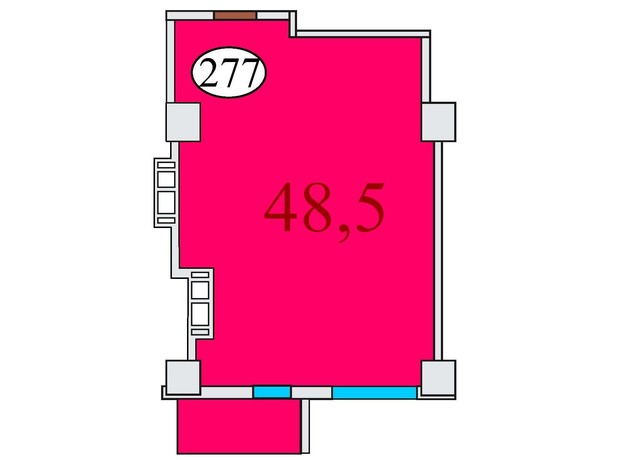 ЖК Баку: планування 1-кімнатної квартири 48.5 м²