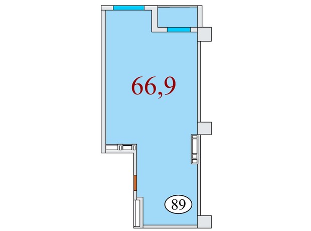 ЖК Баку: планування 1-кімнатної квартири 66.9 м²