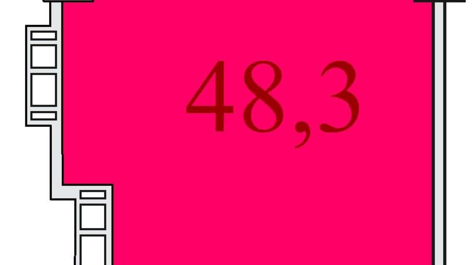 Планировка 1-комнатной квартиры в ЖК Баку 48.3 м², фото 624306