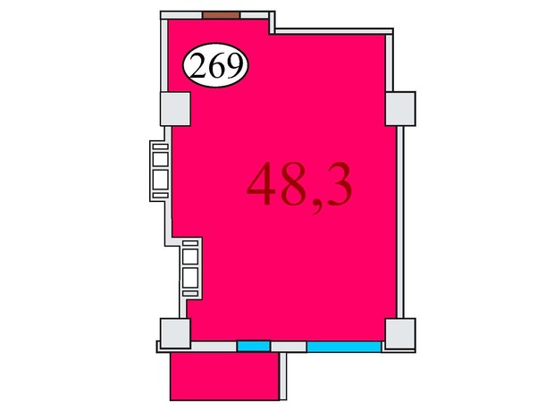 ЖК Баку: планування 1-кімнатної квартири 48.3 м²