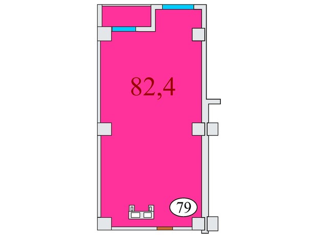 ЖК Баку: планировка 2-комнатной квартиры 82.4 м²
