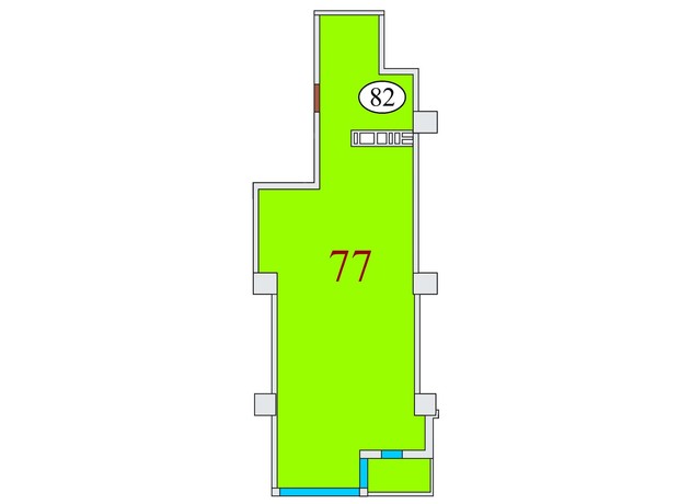 ЖК Баку: планировка 2-комнатной квартиры 77 м²