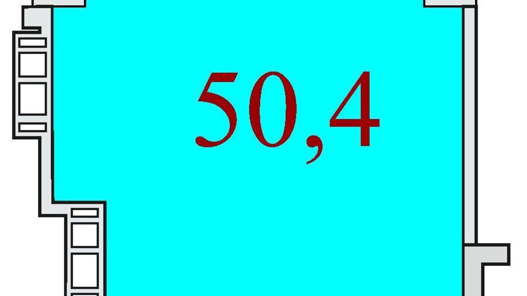 Планування 1-кімнатної квартири в ЖК Баку 50.4 м², фото 624315