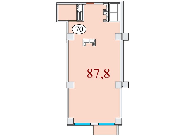 ЖК Баку: планировка 2-комнатной квартиры 87.8 м²