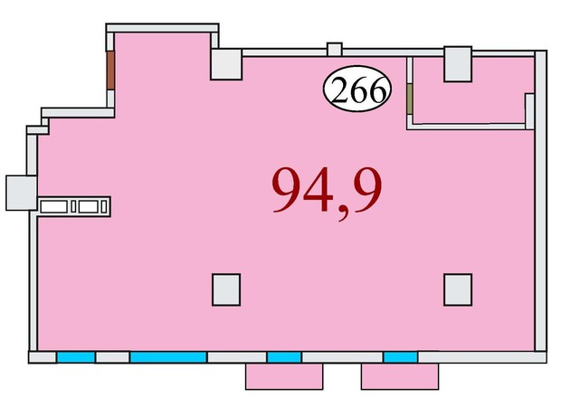 ЖК Баку: планировка 3-комнатной квартиры 94.9 м²