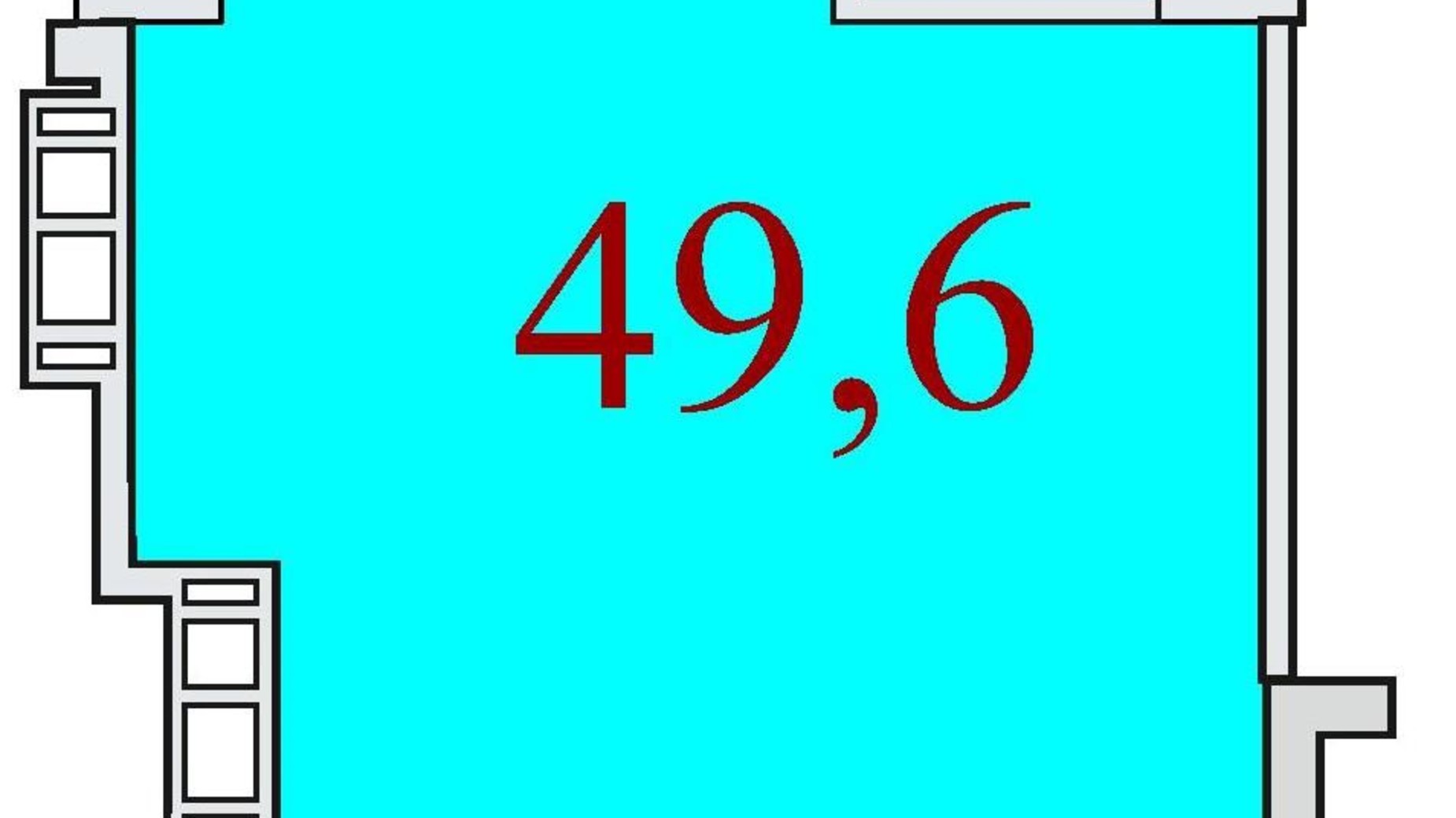 Планировка 1-комнатной квартиры в ЖК Баку 49.6 м², фото 624327