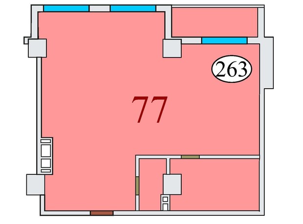 ЖК Баку: планировка 2-комнатной квартиры 77 м²