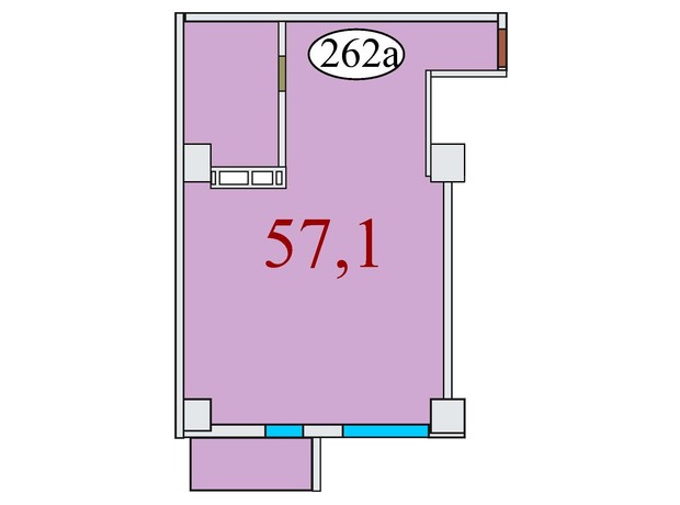 ЖК Баку: планировка 1-комнатной квартиры 57.1 м²