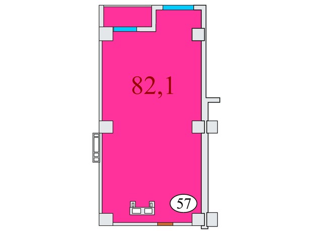 ЖК Баку: планування 2-кімнатної квартири 82.1 м²