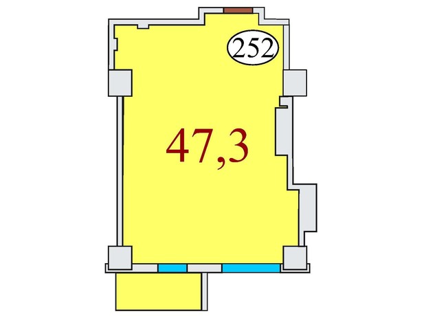 ЖК Баку: планировка 1-комнатной квартиры 47.3 м²