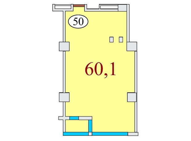 ЖК Баку: планировка 1-комнатной квартиры 60.1 м²