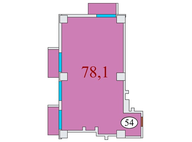 ЖК Баку: планировка 2-комнатной квартиры 78.1 м²