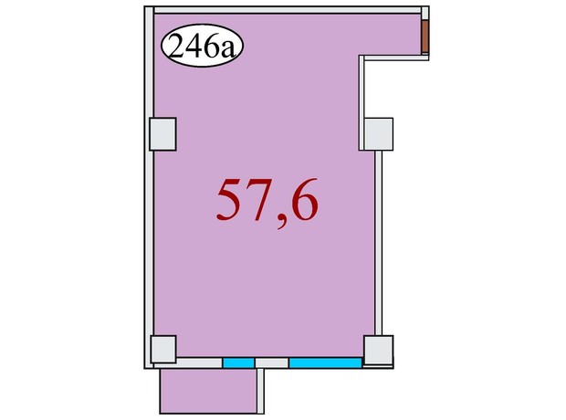 ЖК Баку: планування 1-кімнатної квартири 57.6 м²