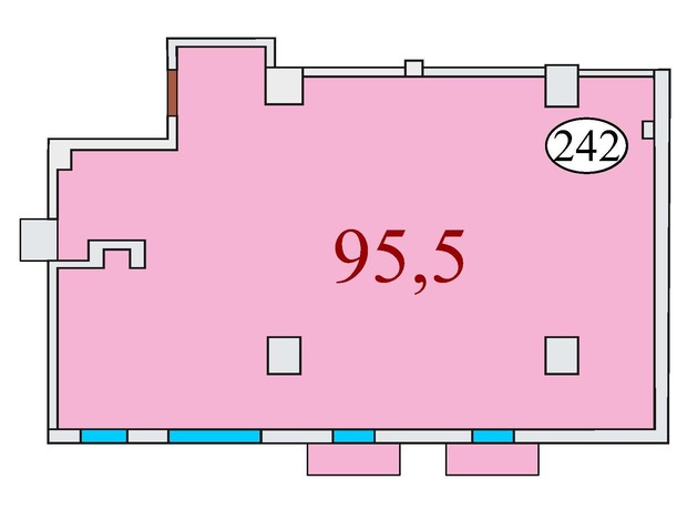 ЖК Баку: планировка 3-комнатной квартиры 95.5 м²