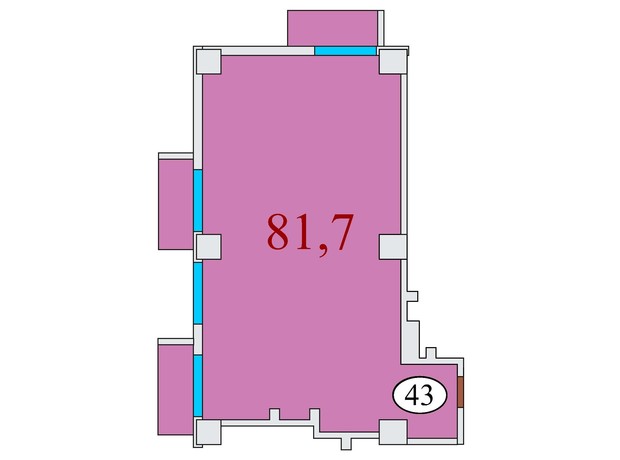 ЖК Баку: планування 1-кімнатної квартири 81.7 м²