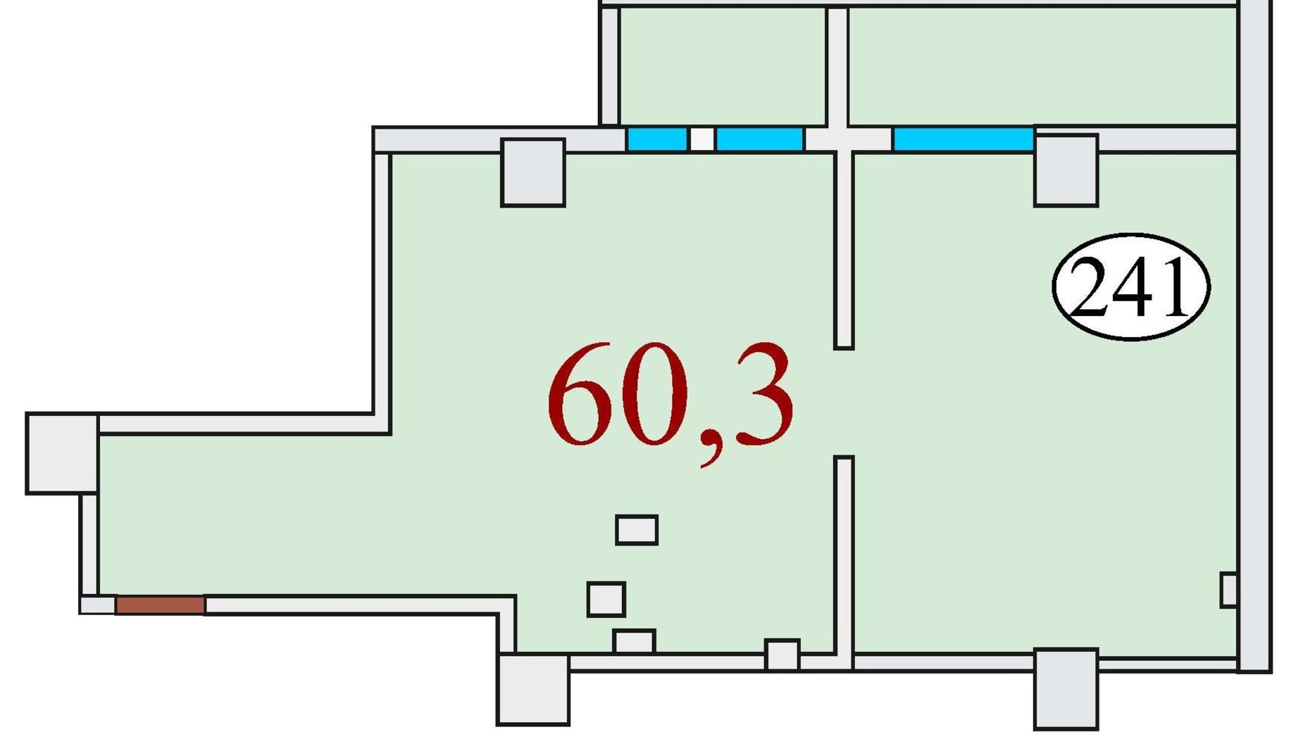 Планировка 1-комнатной квартиры в ЖК Баку 60.3 м², фото 624367