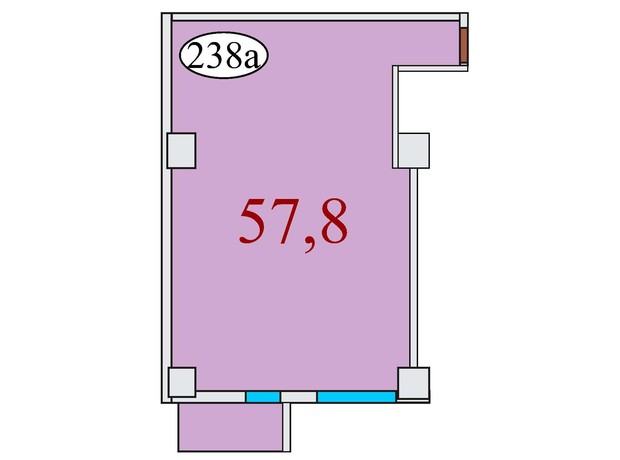 ЖК Баку: планування 1-кімнатної квартири 67.8 м²