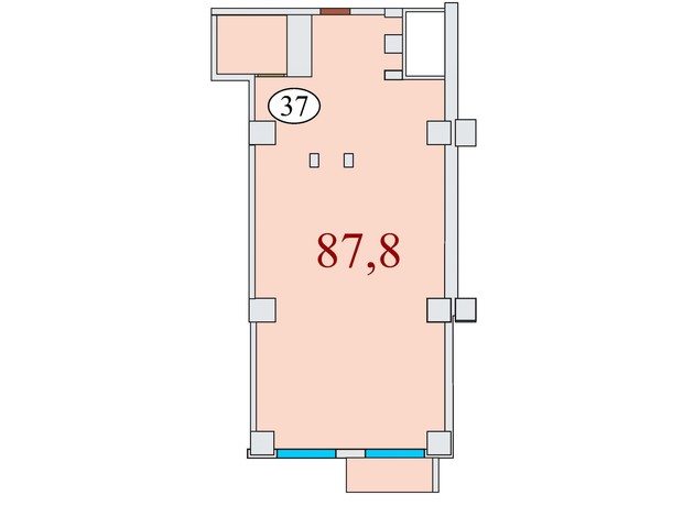 ЖК Баку: планування 1-кімнатної квартири 87.8 м²