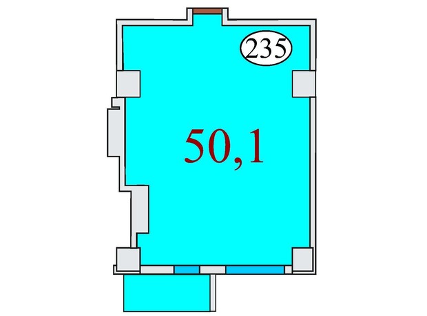 ЖК Баку: планування 1-кімнатної квартири 50.1 м²