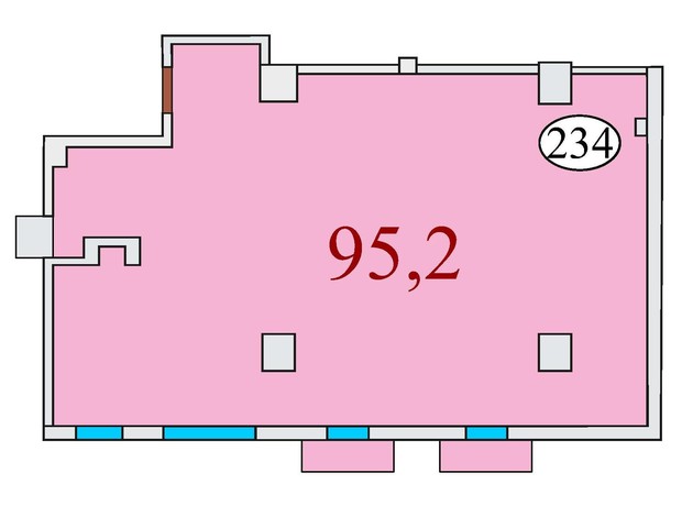 ЖК Баку: планування 3-кімнатної квартири 95.2 м²