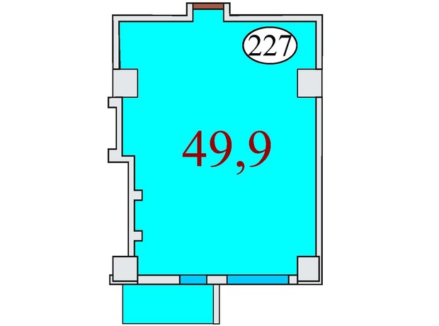 ЖК Баку: планировка 1-комнатной квартиры 49.9 м²