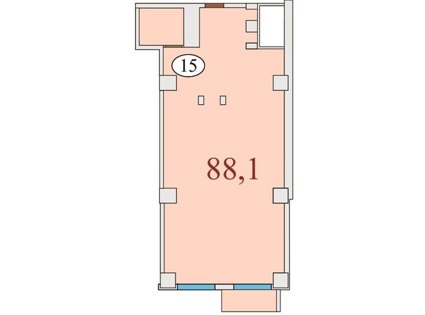 ЖК Баку: планировка 2-комнатной квартиры 88.1 м²