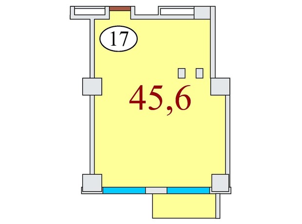 ЖК Баку: планування 1-кімнатної квартири 45.6 м²