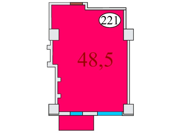 ЖК Баку: планировка 1-комнатной квартиры 48.5 м²