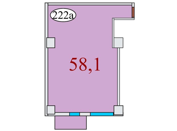ЖК Баку: планування 1-кімнатної квартири 58.1 м²