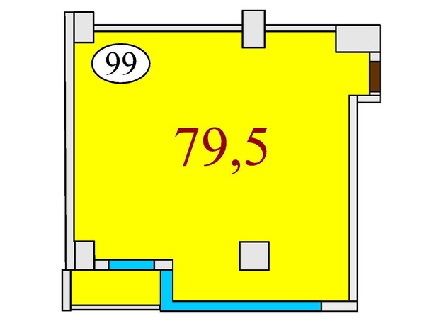 ЖК Баку: планировка 2-комнатной квартиры 79.5 м²