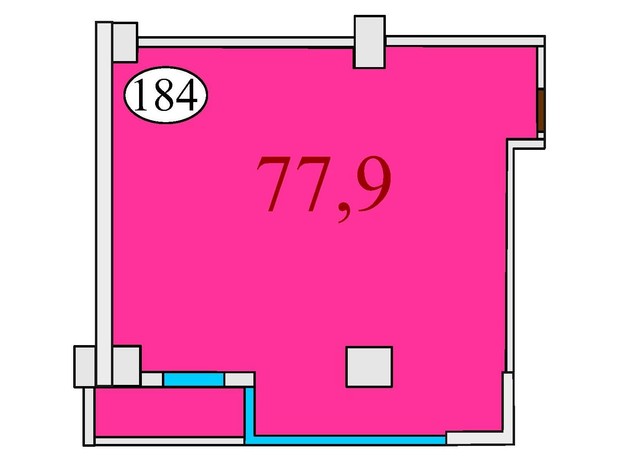 ЖК Баку: планування 2-кімнатної квартири 77.9 м²