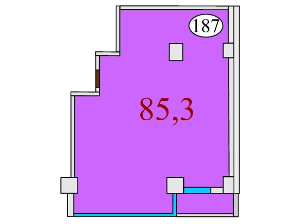 ЖК Баку: планування 2-кімнатної квартири 85.3 м²
