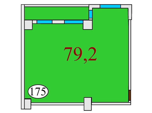 ЖК Баку: планування 2-кімнатної квартири 79.2 м²