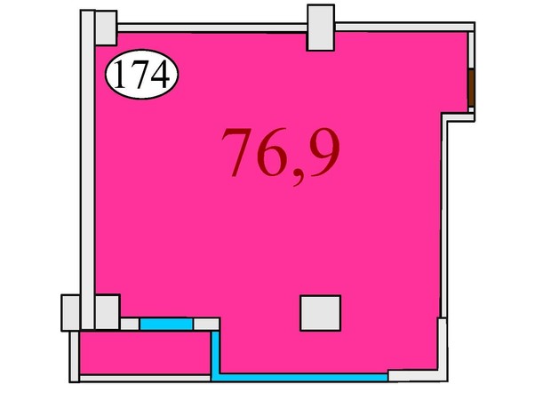 ЖК Баку: планування 2-кімнатної квартири 76.9 м²