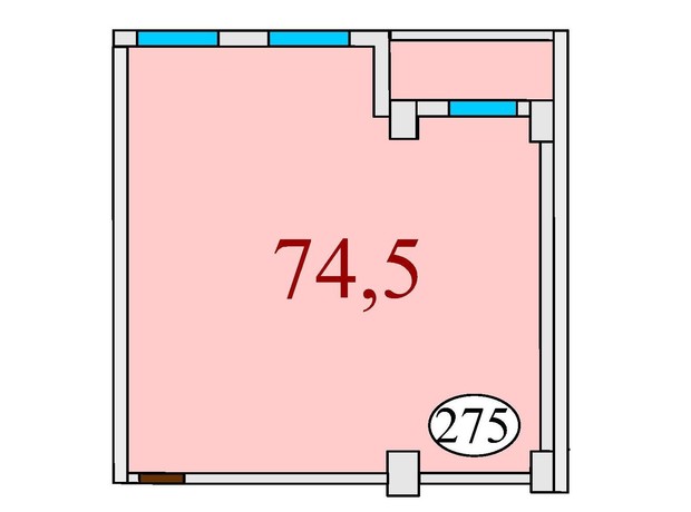ЖК Баку: планировка 2-комнатной квартиры 74.5 м²