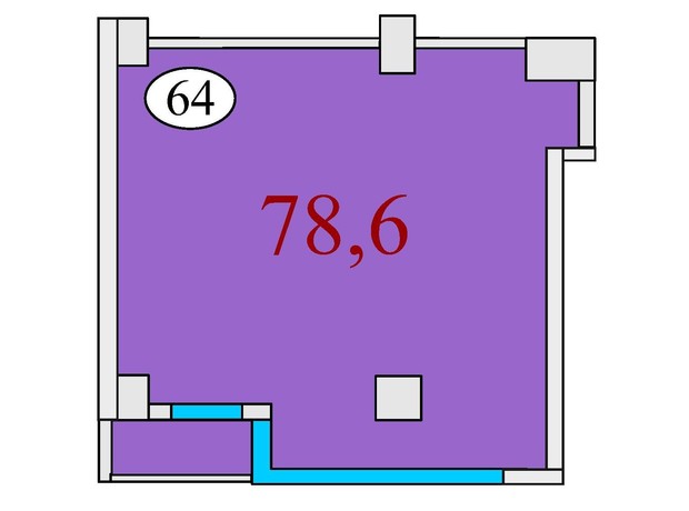 ЖК Баку: планування 2-кімнатної квартири 78.6 м²