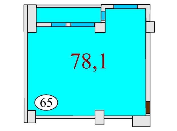 ЖК Баку: планировка 2-комнатной квартиры 78.1 м²