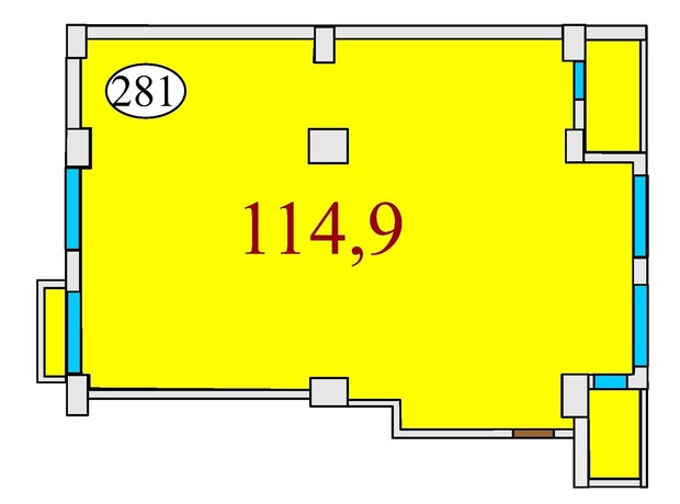 ЖК Баку: планування 3-кімнатної квартири 114.9 м²