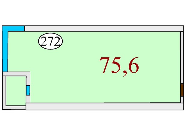 ЖК Баку: планировка 2-комнатной квартиры 75.6 м²