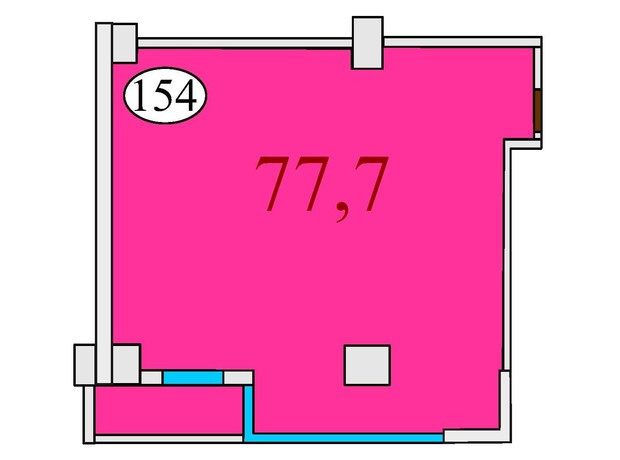 ЖК Баку: планировка 2-комнатной квартиры 77.7 м²