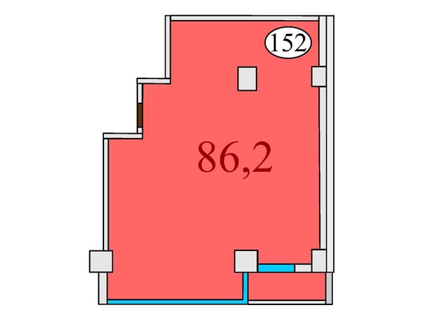 ЖК Баку: планировка 2-комнатной квартиры 86.2 м²