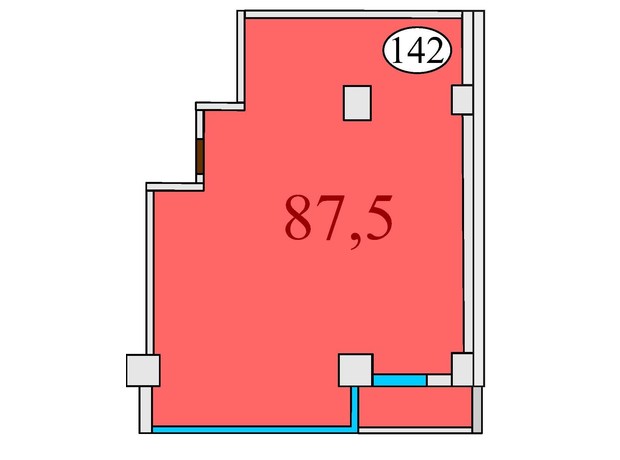 ЖК Баку: планировка 2-комнатной квартиры 87.5 м²