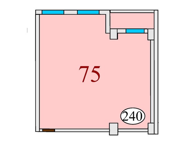 ЖК Баку: планировка 2-комнатной квартиры 75 м²