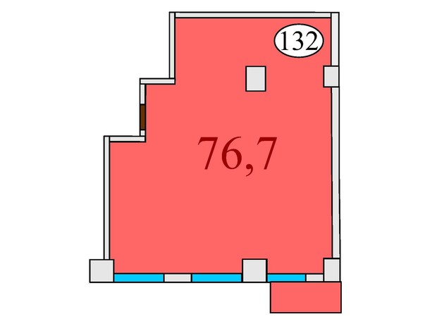 ЖК Баку: планування 2-кімнатної квартири 76.7 м²