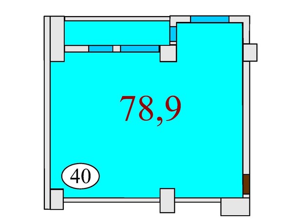 ЖК Баку: планировка 2-комнатной квартиры 78.9 м²