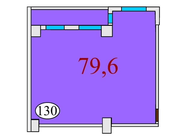 ЖК Баку: планировка 2-комнатной квартиры 79.6 м²