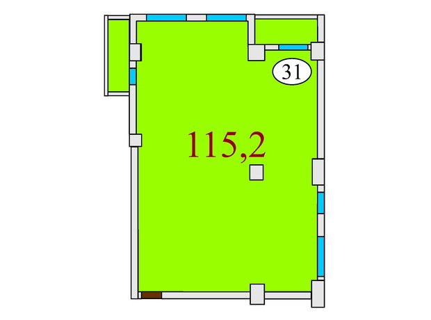 ЖК Баку: планування 3-кімнатної квартири 115.2 м²
