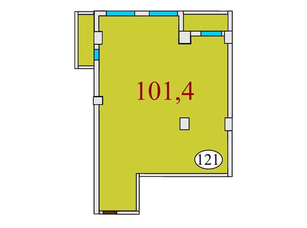 ЖК Баку: планування 3-кімнатної квартири 101.4 м²